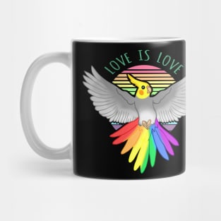 Love is Love - Rainbow Cockatiel Doodle Mug